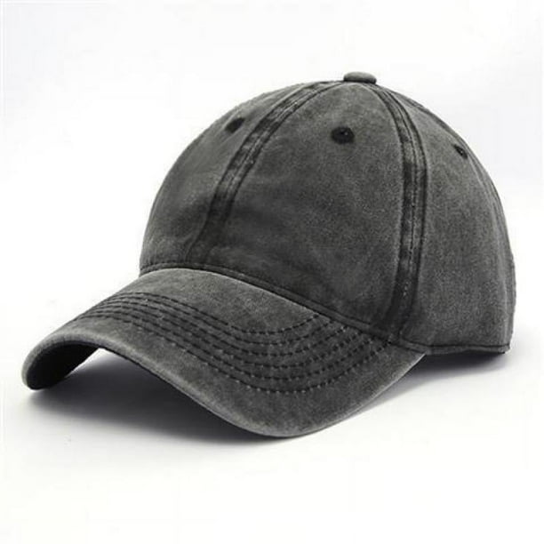 Gorras de béisbol lavadas de algodón vintage, sombrero de papá desgastado ajustable de perfil bajo no estructurado para hombres y mujeres(Negro)()