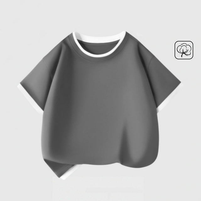 Blusas y camisas de manga corta con cuello redondo para niños Camiseta de manga corta para niños Camiseta fina holgada de cuello redondo Top informal con bloques de color para niños y niñas Camiseta d