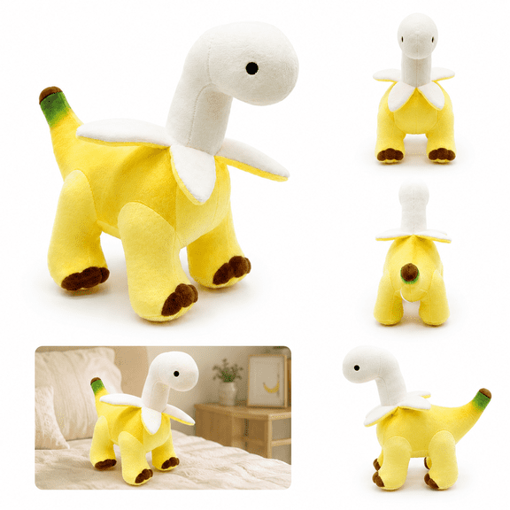 Banana Dinosaur Plush, 10 Inch Bananasaurus Stuffed Animal, Soft Banana Brontosaurus Plush Doll, Cute Banasaurus Dino Nugget Plush Style Gift Decor