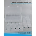 thumbnail image 3 of Caja organizadora de plástico Hlotmeky, 15 rejillas grandes, caja de aparejos, 3 of 6
