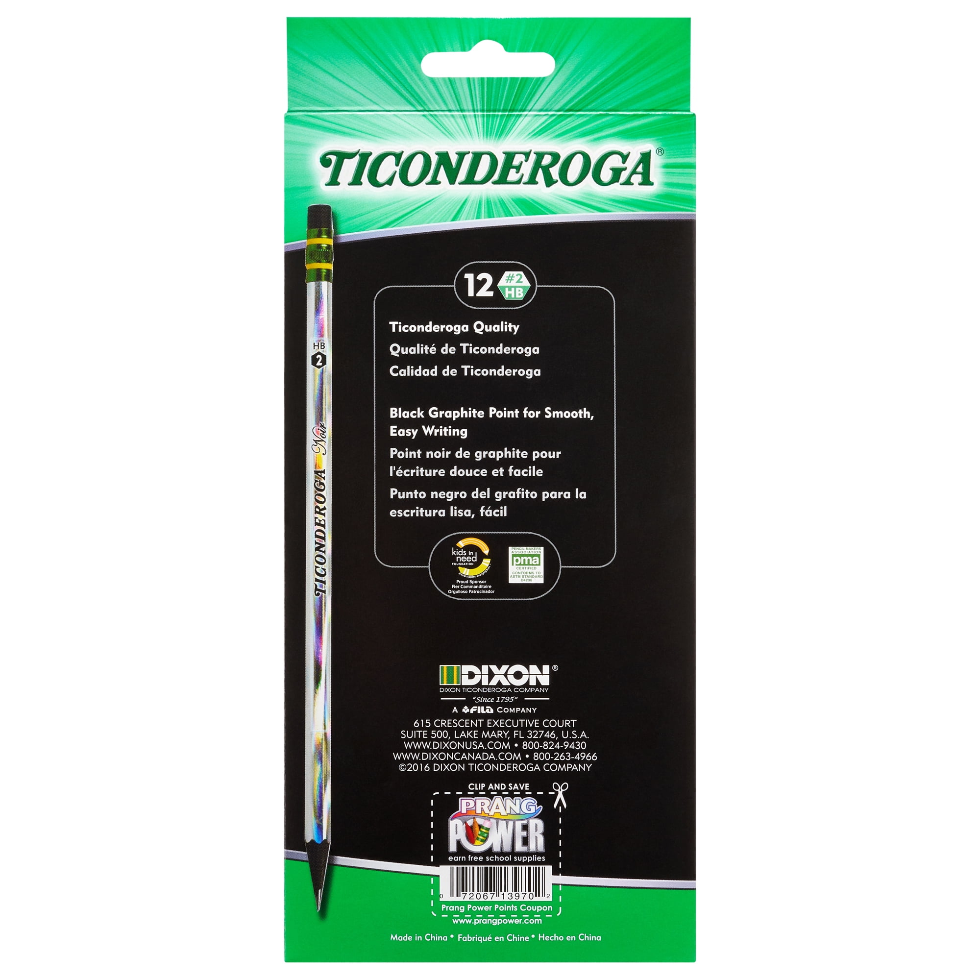 Ticonderoga Holo-Foil Black Wood #2 Noir Pencils (12 Count, 3 Pack) - School & Office Supplies