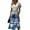 Dark Blue, variant on Tropical Hawaiian Print V-Neck Short Sleeve Dress for Women - Fashion Casual Summer A-Line Midi Beach Vacation Wrap Dress with Cinched Waist, Floral & Leaf Pattern Green S