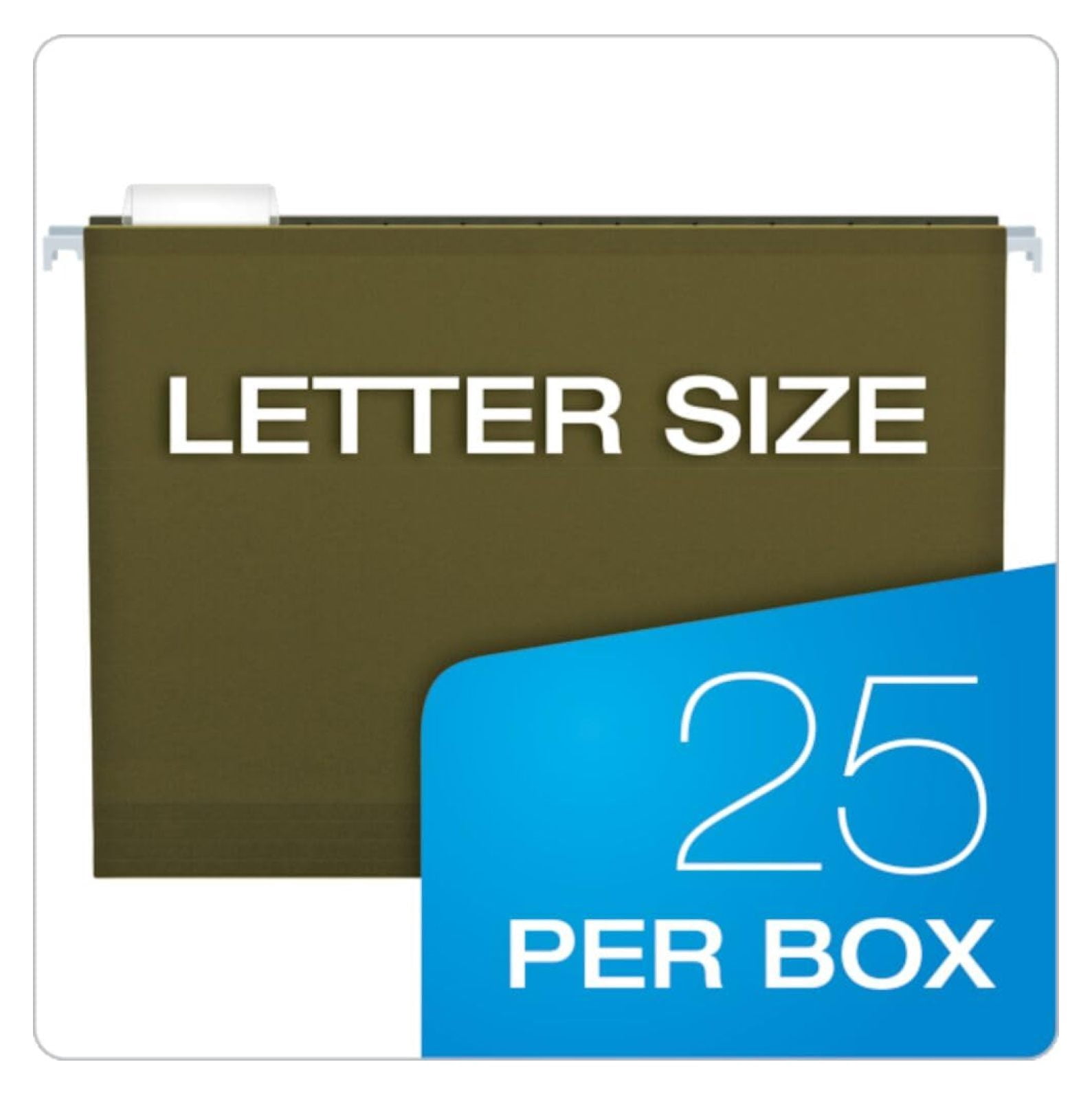 Hanging File Folders 25 Pack - Green Letter Size 8.5 x 11, 2" Expansion - Reinforced Hanging Files for Office Document Organization
