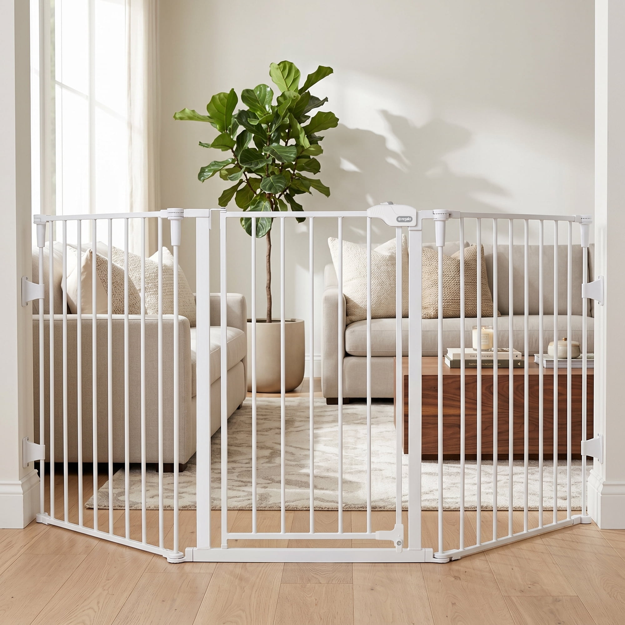 Regalo 76 Inch Super Wide Baby Gate, 3-Panel Baby Safety Gate, Configurable, Age Group 6 to 24 Months