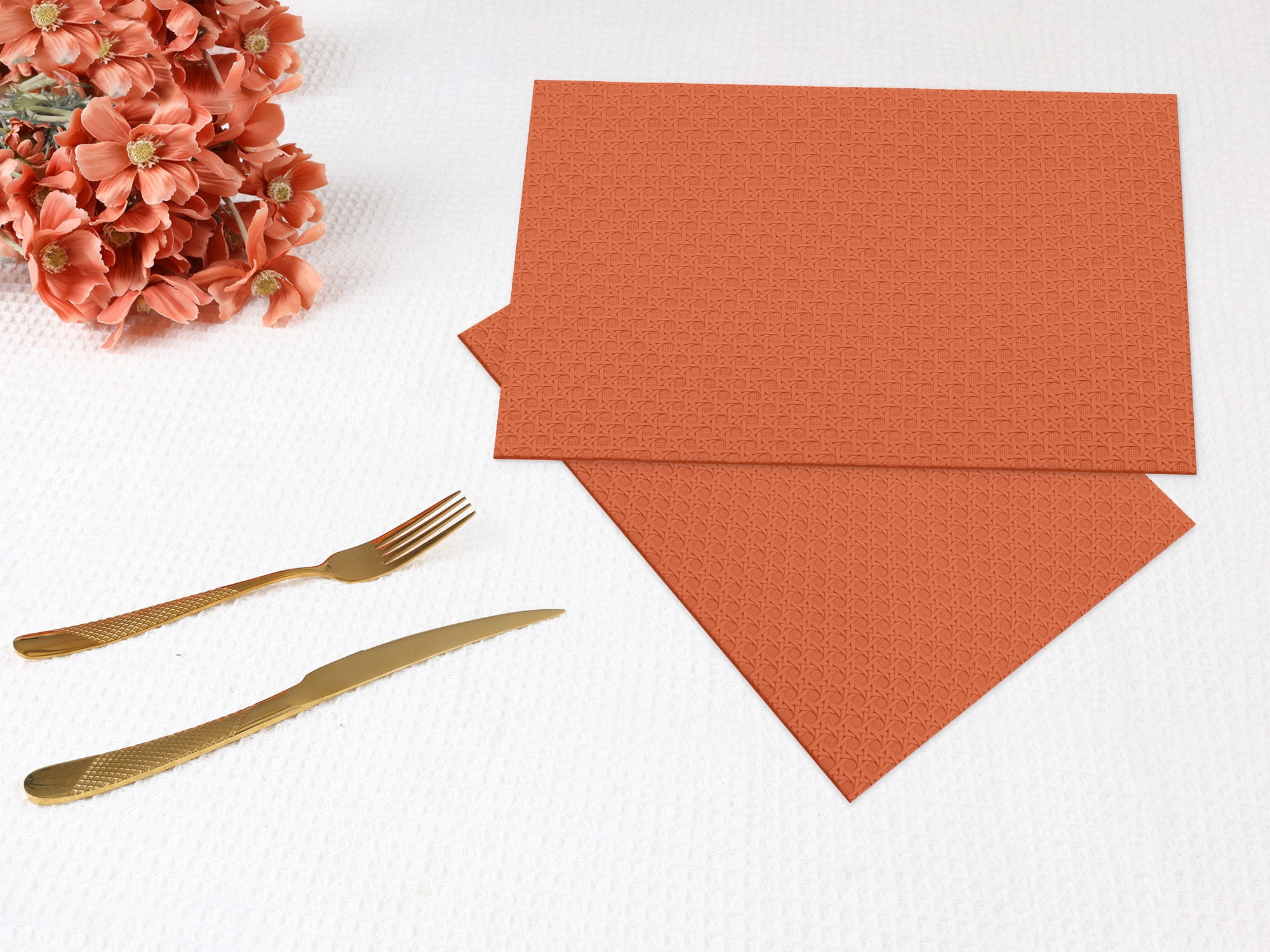 Unique Bargains Set of 6 Woven Placemats for Dining Brown 17*12in