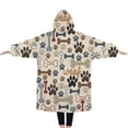 thumbnail image 2 of Oversized Wearable Blanket Hoodie,Paw Prints and Bones Sherpa Blanket Hoodie with Super Pockets,Super Warm Fuzzy Pullover for Women & Men, 2 of 6