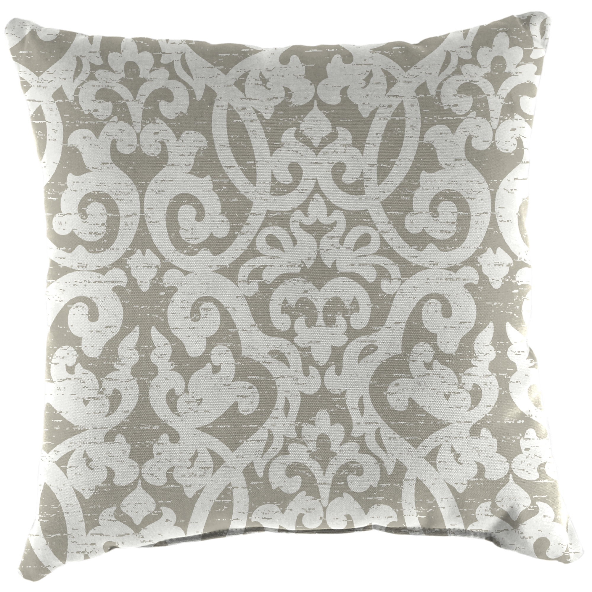 Jordan Manufacturing 22" x 22" Compote Fog Gray Damask Square Outdoor Throw Pillow (2 Pack)