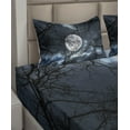 thumbnail image 6 of Ambesonne Winter Fitted & Top Sheet Set with Shams, Moon at Night in Forest, Black and Blue, 6 of 8