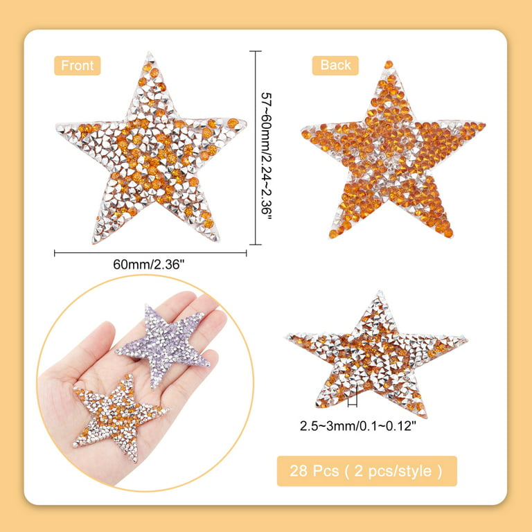 28 Pcs 14 Styles Rhinestone Star Iron on Patches Crystal Glitter Sew on  Applique Five Star Stickers for Decoration or Repair of Clothing Backpacks
