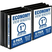 Samsill Economy 1 Inch 3 Ring Binder - 6 Pack - Black, Black, 6 / Carton (Quantity)