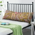 thumbnail image 2 of Paisley Long Body Pillow Cover - Vintage Bohemian Floral Print, Soft & Breathable Ethnic Fabric, Hidden Zipper, 20"x54" - Elegant Home Decor Gift for Side Sleepers & Pregnancy Support, 2 of 3