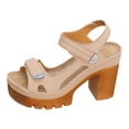 thumbnail image 5 of Rokment Platform High Heels Walking Work Sandals for Women 2026 Summer Fashion Comfortable Extra Chunky Block Heeled Ankle Strap Casual Dress Sandals Khaki Size 8.5, 5 of 6