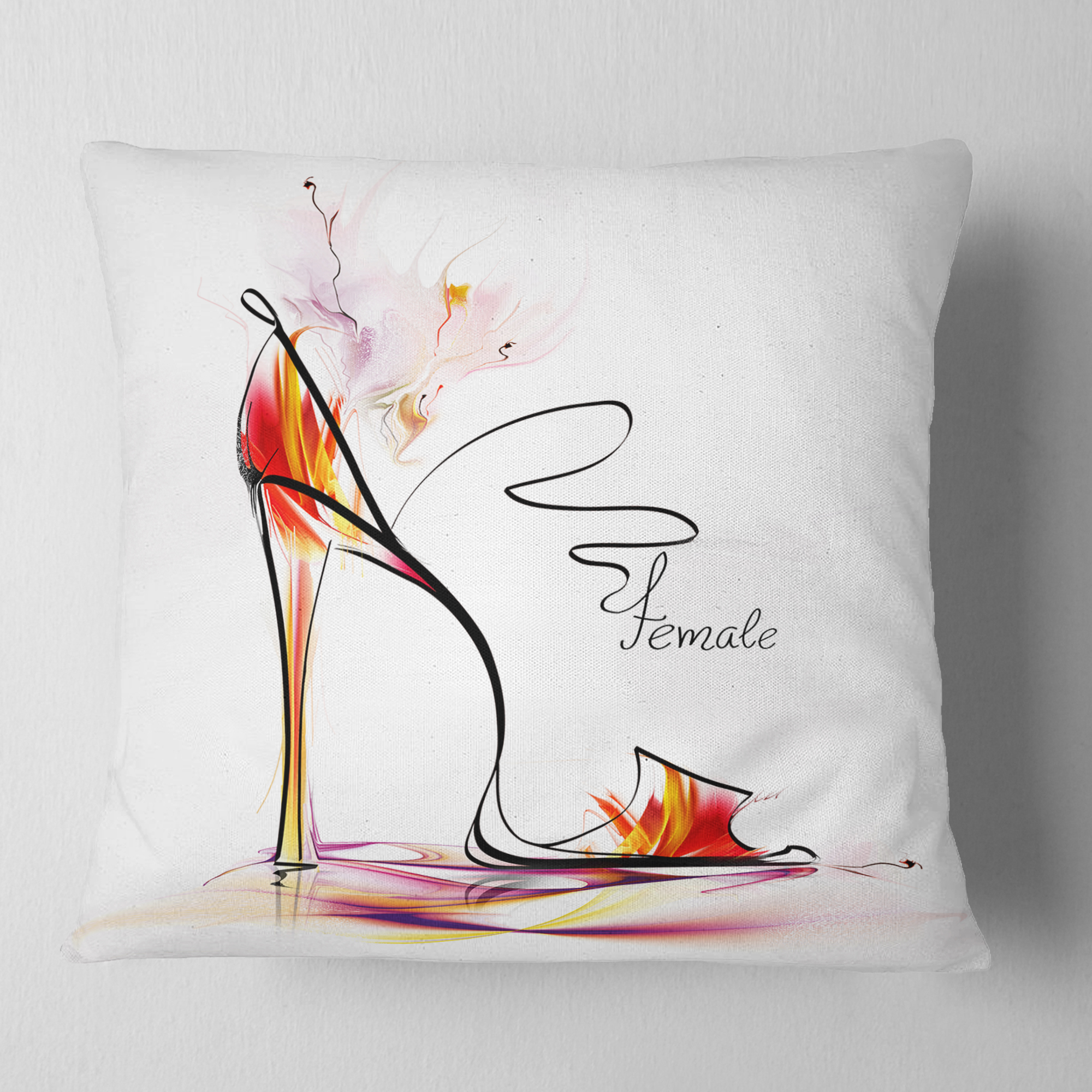 Designart Abstract Red High Heel - Abstract Throw Pillow - 16x16