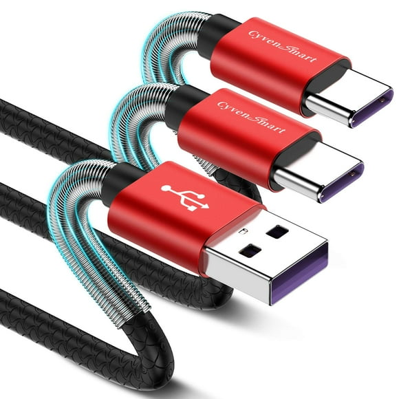 CyvenSmart USB Type C Cable 6ft, [2 Pack] USB A 2.0 to USB-C Fast Charger Durable TPE Cord Compatible with Samsung Galaxy A10/A20/A51/S10/S9/S8 Plus/Note 9/8,LG V50 V40 G8 G7 Thinq-Red
