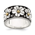 thumbnail image 5 of 925 Sterling Silver Antiqued with Gold Centers Daisy Ring Size 8, 5 of 7