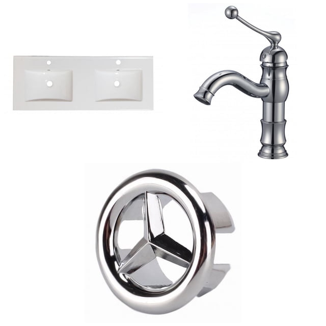 American Imaginations 48.75-in. W 3H8-in. Ceramic Top Set In White Color - Overflow Drain Incl. AI-24509