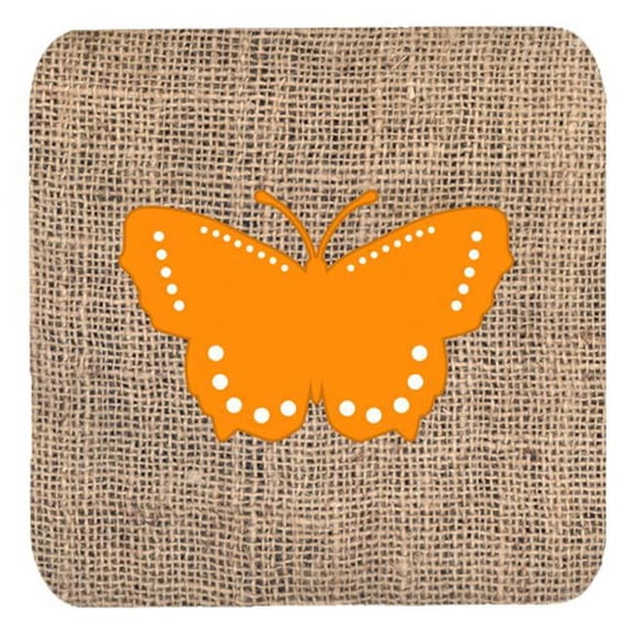 Butterfly Burlap And Orange Foam Coasters - Set 4, 3.5 x 3.5 In.