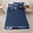 thumbnail image 4 of Castle Fairy Navy Basketball Text Print Zipper Full Size Comforter Sets with Fitted Sheet and 2 Pillowcases, Minimalist Sport Ball Zipper Bedding Set,4pcs,Navy Blue Reversible, 4 of 6