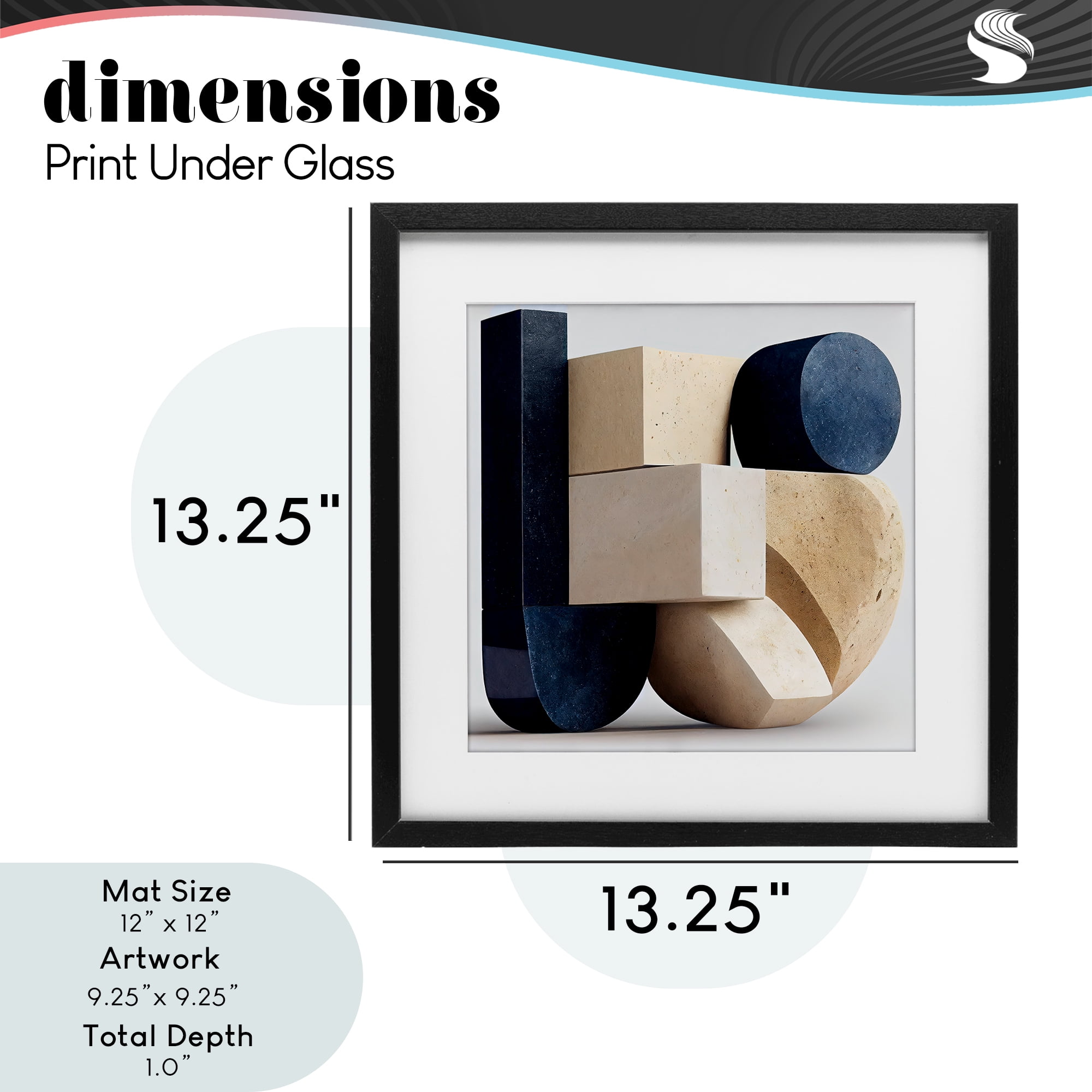 Shapes Of Things Geometric Contour Black Framed Print Under Glass, design by Sasha