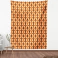 thumbnail image 3 of Ambesonne Orange Brown Fabric by the Yard Upholstery, Diamond Check Argyle, 5 Yards, Redbrown Peach Orange, 3 of 4