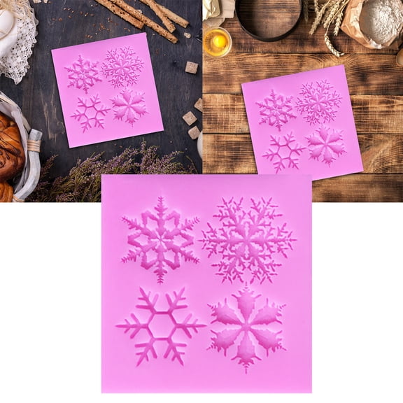 Huayishang Chocolate Molds Snowflake Liquid Silicone Mold Fondant Chocolate Cake Decoration Mold Diy Baking Mold, Kitchen Essentials Clearance Sale Pink