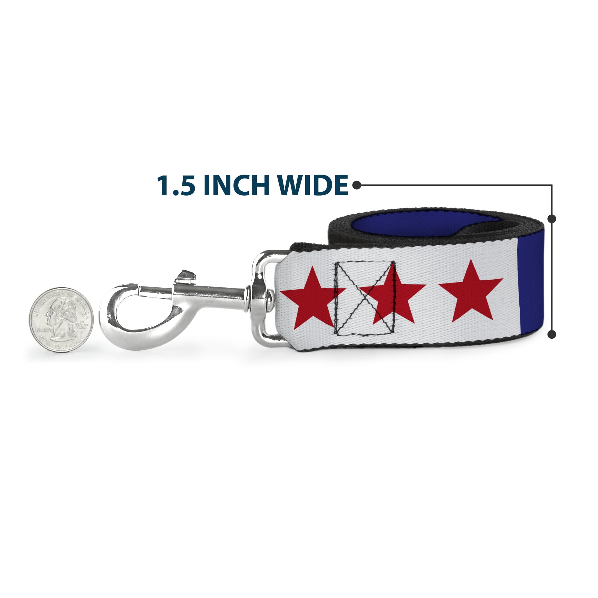 Grateful Dead Pet Leash, Dog Leash, Good Ol Grateful Dead Text and Stars Blue White Red, 6 Feet Long 1.0 Inch Wide