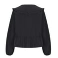thumbnail image 5 of TKLPEHG Womens Dressy Tops Doll Collar Lace Tied Shirt Fashion Long Sleeve Loose Classic Solid Color Casual Comfy Lightweight Blouses (Black,M), 5 of 6