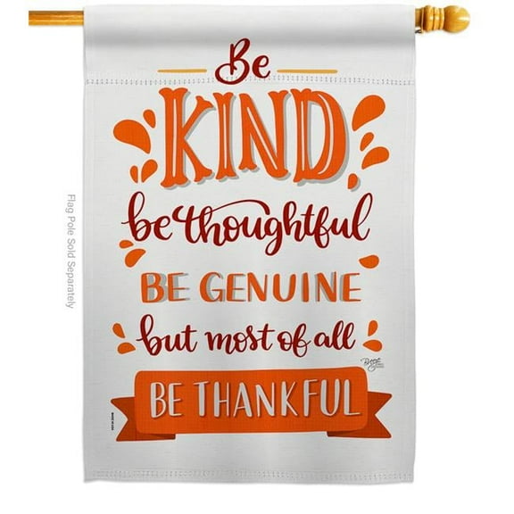 Breeze Decor  Be Thanksful House Flag Fall Thanksgiving 28 x 40 in. Double-Sided Decorative Vertical Flags for Decoration Banner Garden Yard Gift