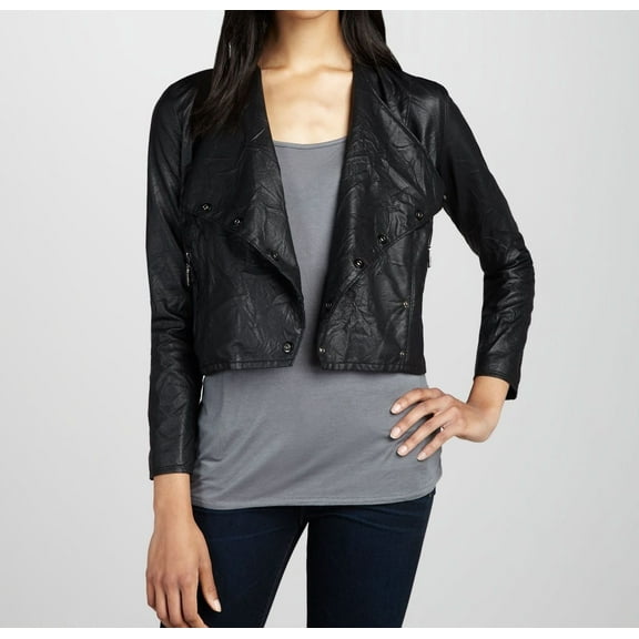 Noora women's black studded leather jacket ST0252