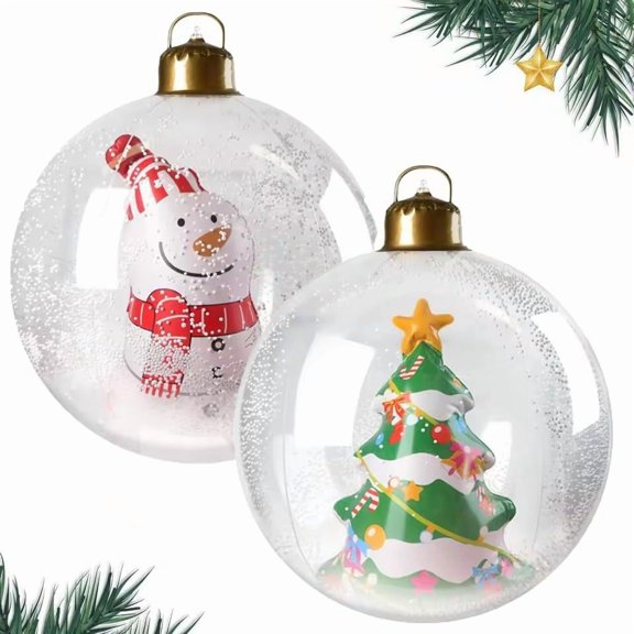 Hbtdoern 23.6 Inches Giant Inflatable Christmas Balls, LED Light-Up Blow Up Ornaments, Extra Large PVC Outdoor Xmas Yard Garden Holiday Decorations