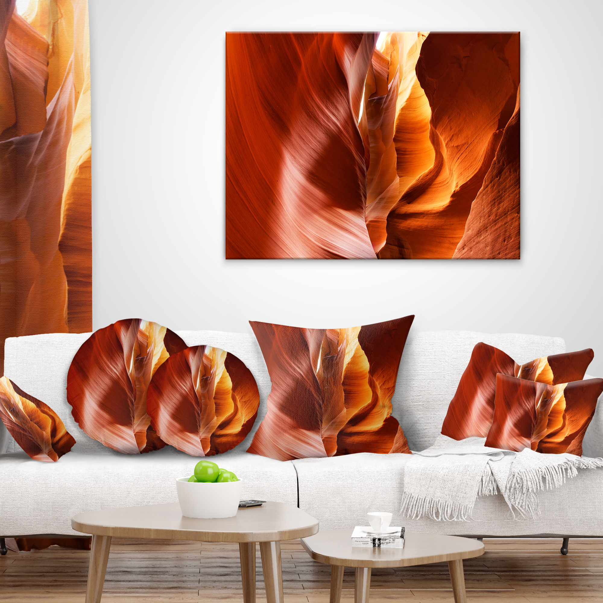 Designart Sunshine in Antelope Canyon - Landscape Photo Throw Pillow - 12x20
