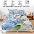 thumbnail image 5 of Full Size Fitted Sheet Set - Blue Hydrangea Floral 3 Piece Bedding Sets 16" Deep Pocket Fitted Sheet with 2 Pillowcases Spring Retro Butterfly Botanical Brushed Microfiber Hotel Luxury Bed Sheets, 5 of 9