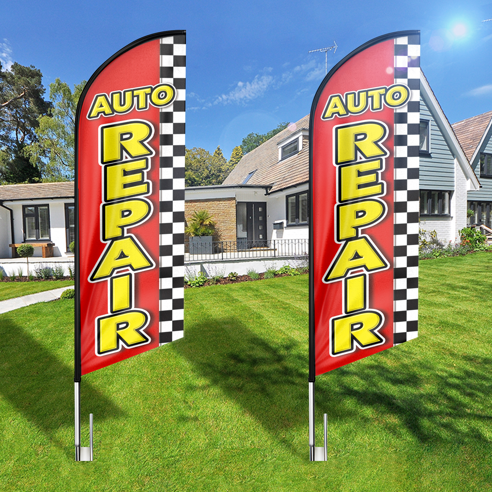 Auto Repair Sign Feather Flag,8FT Auto Repair outdoor advertising flag, Auto Repair Business Sign,Auto Repair Swooper Flag（FLAG ONLY）