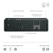 لوحة مفاتيح Logitech MX Keys S الرئيسية - اتصال لاسلكي - بلوتوث - 32.81 قدم - واجهة USB - Windows 10، Windows 11، macOS 10.15، ChromeOS، Linux، iPadOS 14، Android 8.0 - الإنجليزية - دفتر...