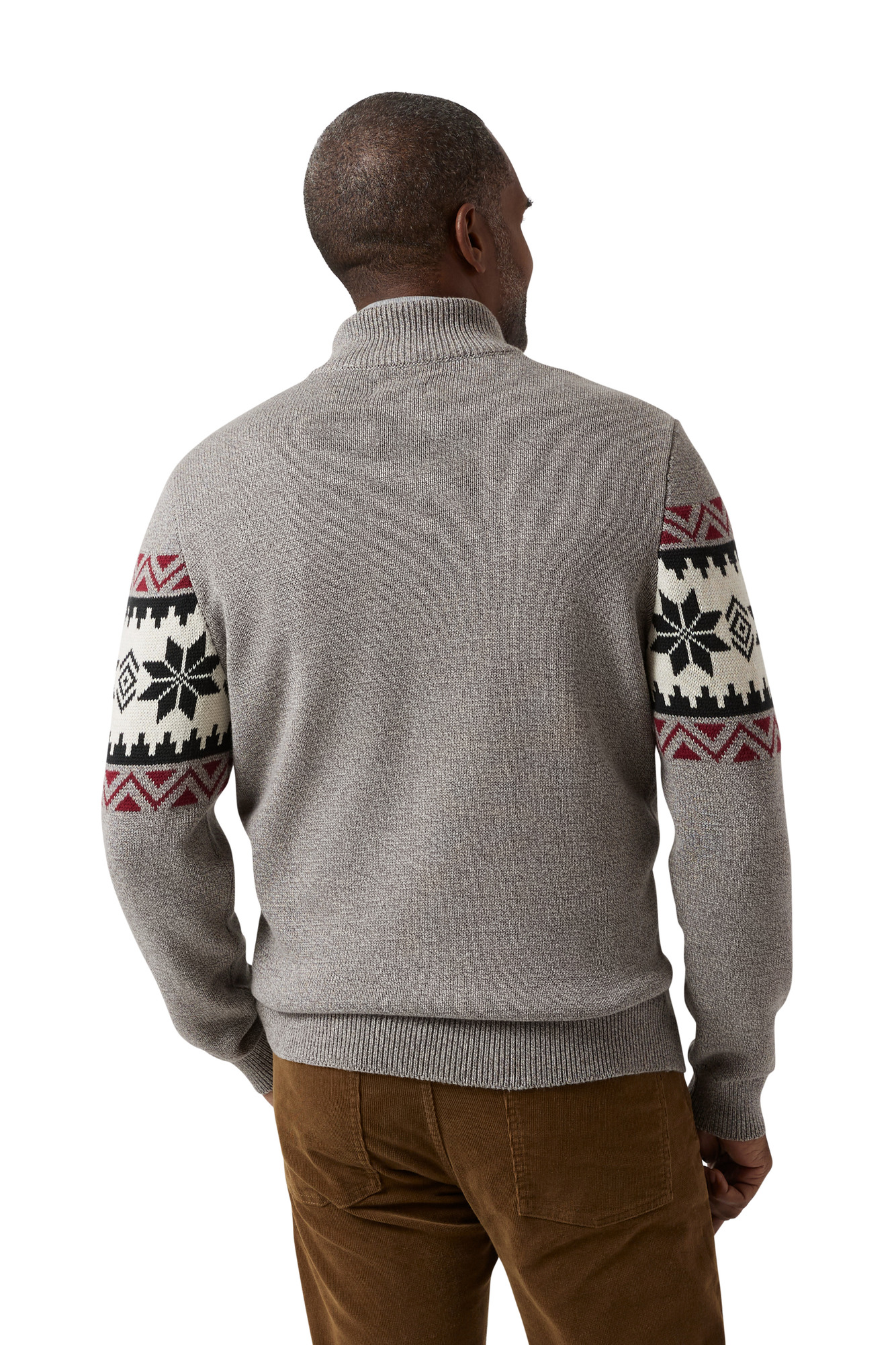 Chaps Men's & Big Men's Fair Isle Chest Stripe Full Zip Cotton Sweater ...