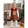 thumbnail image 3 of Loicainy Baby Toddler Girl Christmas Corduroy Dress 6 12 18 24 Months 2T 3T Bows Gingerbread Man Sleeveless Dresses, 3 of 9