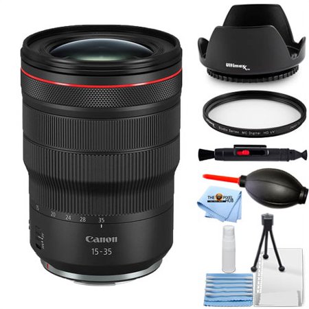 Canon RF 15-35mm f/2.8L IS USM Lens 3682C002 - Essential Bundle Includes: Tulip Hood Lens  UV Filter  Cleaning Pen  Blower  Microfiber Cloth and Cleaning Kit