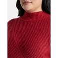 thumbnail image 4 of Terra & Sky Women’s Plus Diagonal Ribbed Mock Neck Sweater, Lightweight, Sizes 0X-5X, 4 of 5
