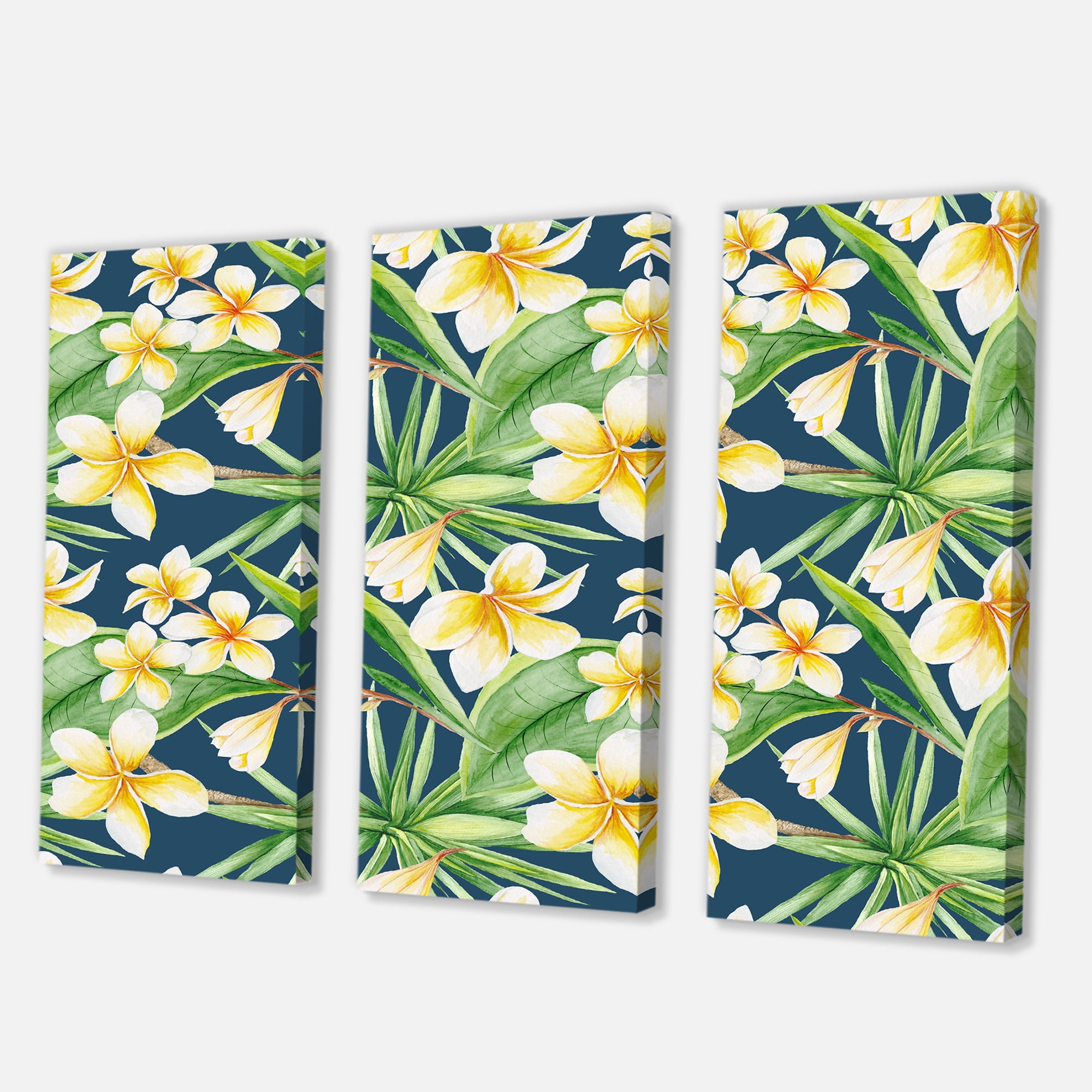 Designart ' Yellow Flowers and Tropical Foliage VIII ' Modern Canvas Wall Art Print