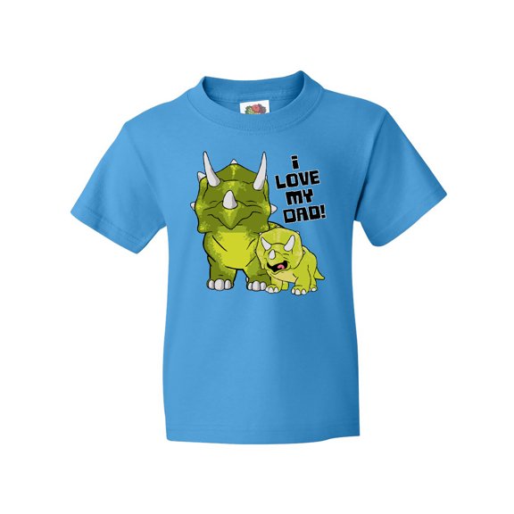 Inktastic I Love my Dad with Baby and Daddy Triceratops Youth T-Shirt