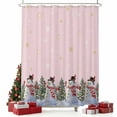 thumbnail image 2 of Pink Christmas Snowman Shower Curtain, Winter Xmas Tree Snowflakes Waterproof Fabric Shower Curtains with 12 Hooks, Bathroom Curtain Set for Bathroom Accessories Decor, 72 x 96 Inches, 2 of 9
