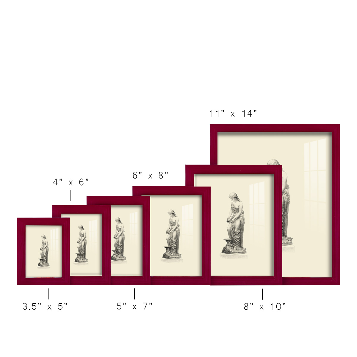 Classical Statuary II -Framed Print w/glass-Cherry Red