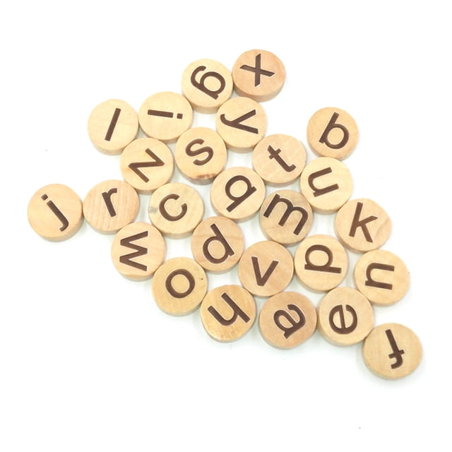 RENACLIPY 78 Pcs Alphabet Montessori, Tuiles Rondes en Bois, Outils Éducatifs pour Étudiants
