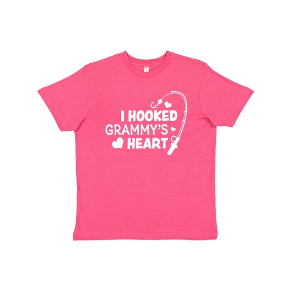 Inktastic I Hooked Grammy's Heart with Fishing Rod Youth T-Shirt