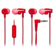 Audio-Technica In-Ear Headphones with In-line Mic & Control (Red) (Two Pack)