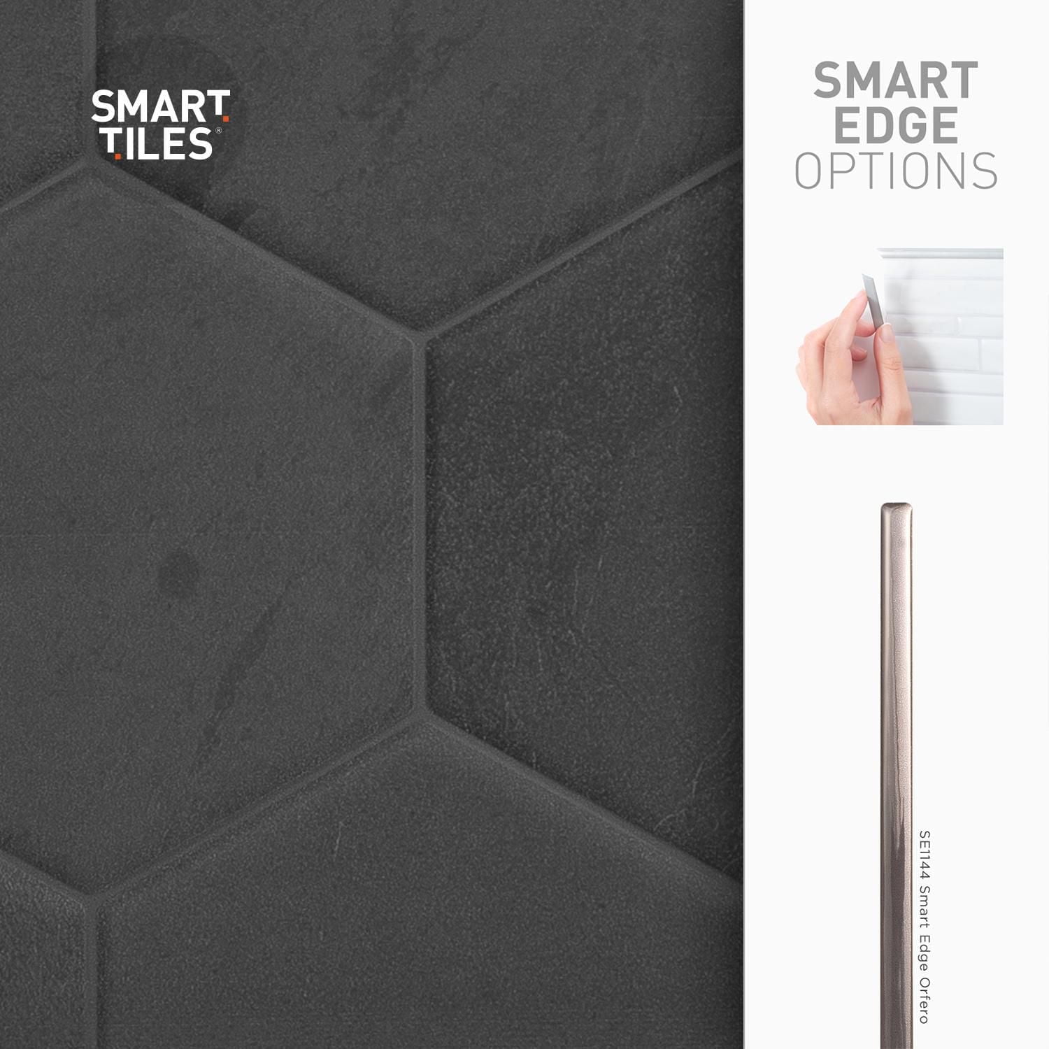 Smart Tiles Peel and Stick Backsplash Wall Tiles, Hexa Walton, 4-Pack, 9.56in x 10.61in