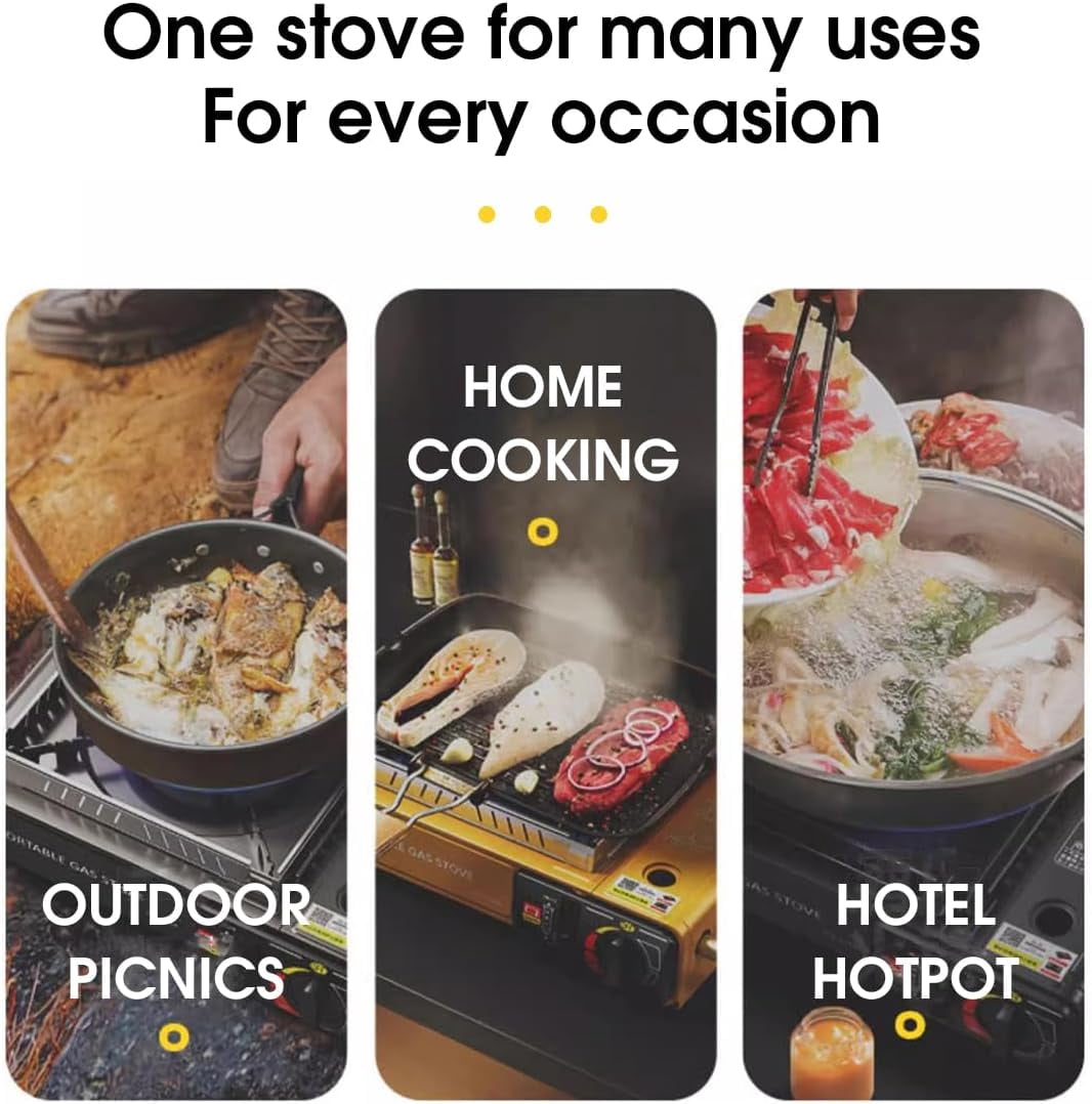 QINGXI Portable Butane and Propane Camping Stove with Carrying Case, Precise Heat Control - Camping & Tailgating and Outdoor Cooking
