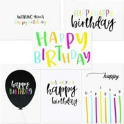 48-Pack Happy Birthday Notecards, Single-side Greeting Cards, Birthday Postcard, Bulk Box Variety Set Includes 6