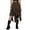 Brown, variant on Women's Flowy Contrast Lace Asymmetrical Midi Skirt, Gothic Vintage Style with Peaked Hem, Halloween and Themed Party Wear,Black S