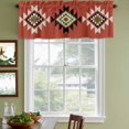 thumbnail image 3 of Red Black Green Boho Curtain Valances for Windows, Kitchen Valance Window Treatments Panel 2 Pack, Farmhouse Vintage Abstract Geometric Rod Pocket Short Curtains for Bathroom Bedroom 42 x 12 Inch, 3 of 8